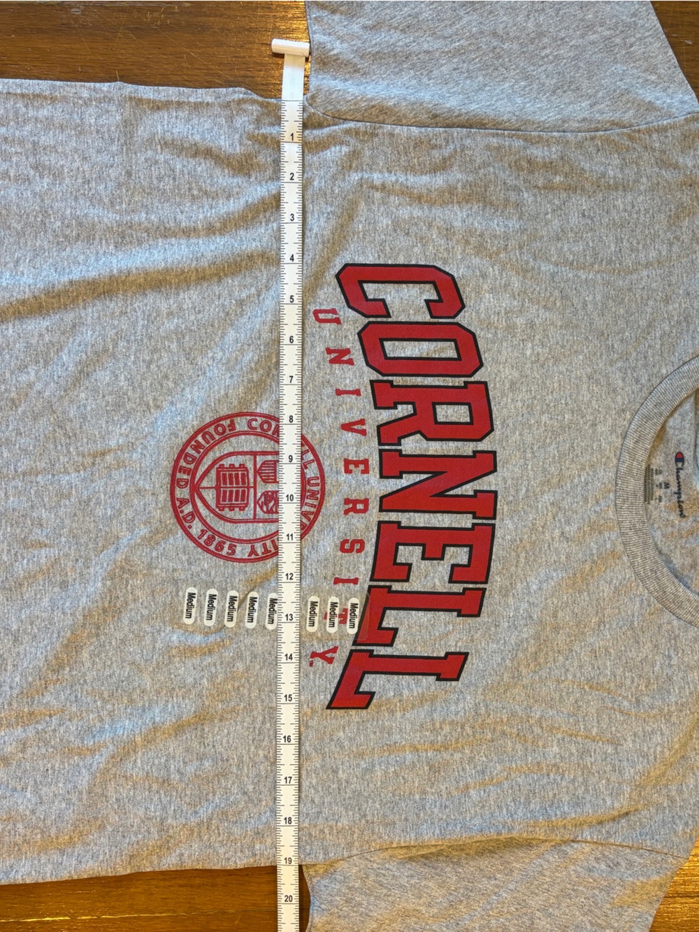 Champion Gray Cornell University Bookstore Short Sleeve Tee with Red Logo - Picture 4 of 7
